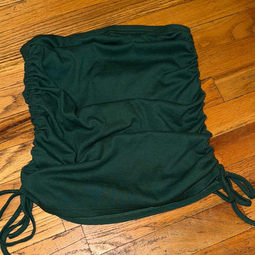 Green Ruched Tube Top